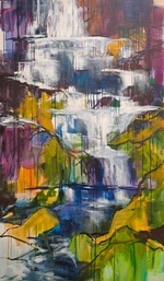 Wasserfall, Acryl auf LW, 2025 (C) Felicitas Math