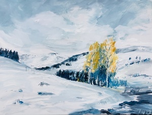 Früher Winter in Bernau, Öl auf Leinwand, 60 x 80 cm, 2022, Heidi Nübling